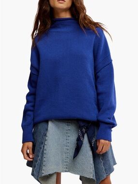 Free People Cobalt Blue Turtleneck Sweater